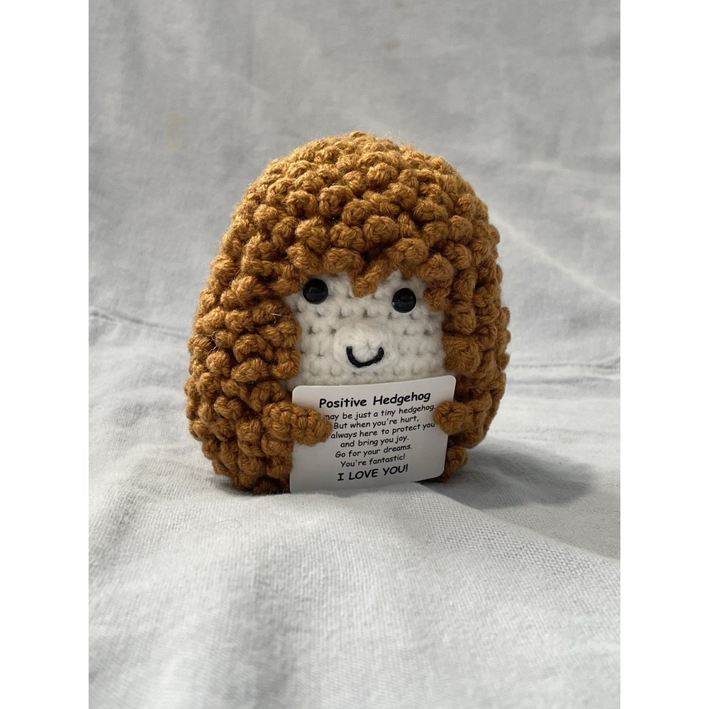 NEW Crocheted Emotional Support 3.5" Gift Positive Affirmations - Hedgehog